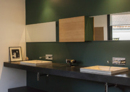 Millimètre ébéniste agencement nantes meuble vert salle de bain isabelle