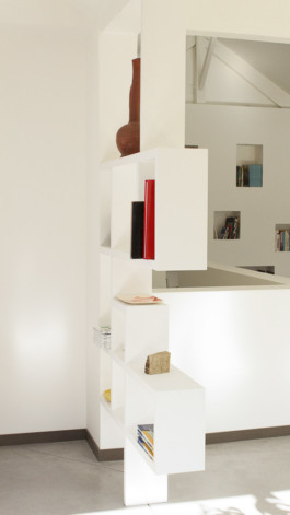 Millimètre ébéniste agencement nantes meuble blanc bibliothèque salon isabelle