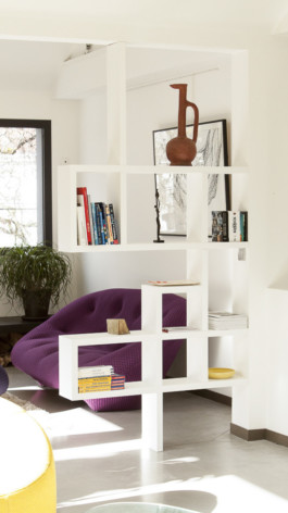 Millimètre ébéniste agencement nantes meuble blanc bibliothèque salon isabelle